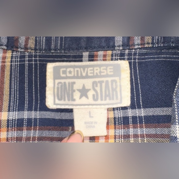 Converse Men’s Blue Multicolor Plaid Long Sleeve Button Down Shirt - Sz L - Picture 6 of 6